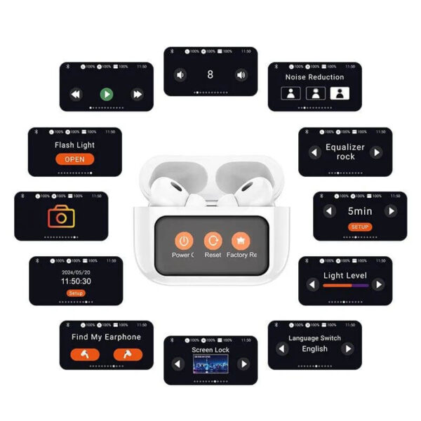 ANC Earbuds Touch Screen Display (White)